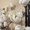 Lifelike White Magnolia Faux Flower Branch, 39 Inch Artificial Floral Stem for Spring Decor, Wedding Centerpiece, Luxury Home No Watering Needed with