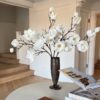 Lifelike White Magnolia Faux Flower Branch, 39 Inch Artificial Floral Stem for Spring Decor, Wedding Centerpiece, Luxury Home No Watering Needed with