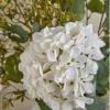 Lifelike Eucalyptus & White Hydrangea Faux Flower Arrangement, 28 Inch Silk Floral Centerpiece for Dining Table, Farmhouse Decor, No Watering Needed