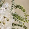 Lifelike Eucalyptus & White Hydrangea Faux Flower Arrangement, 28 Inch Silk Floral Centerpiece for Dining Table, Farmhouse Decor, No Watering Needed