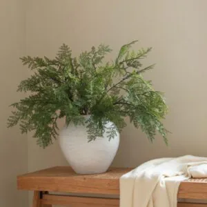 Lifelike Winter Fern Faux Floral Stems, 5 Artificial Greenery for Living Room Vase Not Included, Fall Decor No Watering Needed