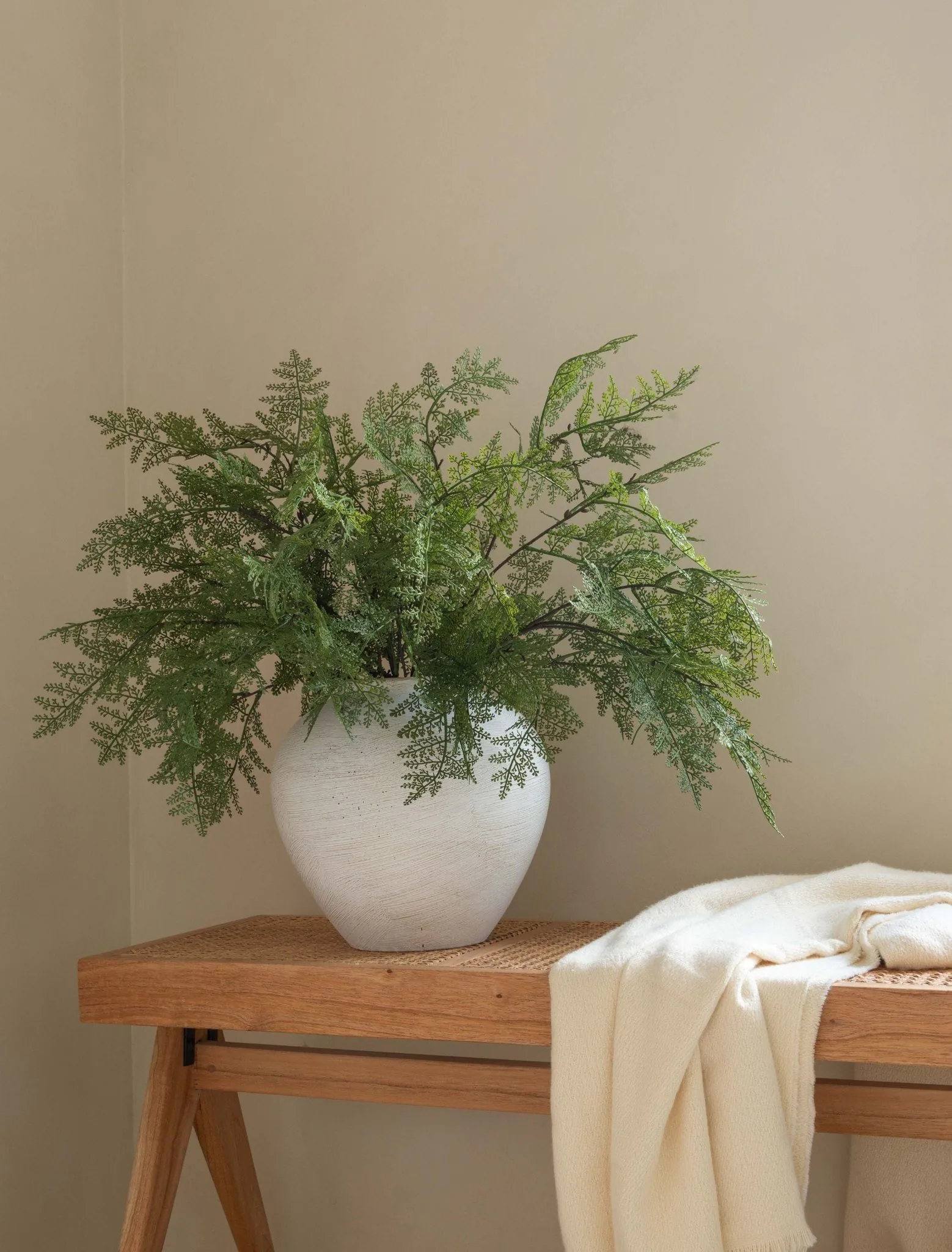 Lifelike Winter Fern Faux Floral Stems, 5 Artificial Greenery for Living Room Vase Not Included, Fall Decor No Watering Needed