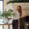 Lifelike Winter Fern Faux Floral Stems, 5 Artificial Greenery for Living Room Vase Not Included, Fall Decor No Watering Needed