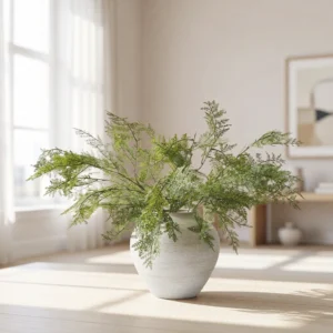 Lifelike Winter Fern Faux Floral Stems, 5 Artificial Greenery for Living Room Vase Not Included, Fall Decor No Watering Needed