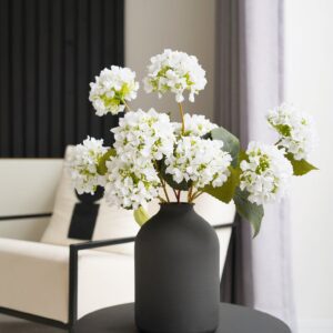 Lifelike White Hydrangea Faux Flower Arrangement, 3 Stems Artificial Flowers for Living Room Summer Decor, No Watering Needed Vase Not Included