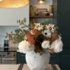 Lifelike White Peony & Sunflower Faux Flower Arrangement, 28 Inch Silk Floral Centerpiece for Living Room, Spring Decor, No Watering Needed Vase Not