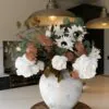Lifelike White Peony & Sunflower Faux Flower Arrangement, 28 Inch Silk Floral Centerpiece for Living Room, Spring Decor, No Watering Needed Vase Not