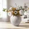 Lifelike White Peony & Sunflower Faux Flower Arrangement, 28 Inch Silk Floral Centerpiece for Living Room, Spring Decor, No Watering Needed Vase Not