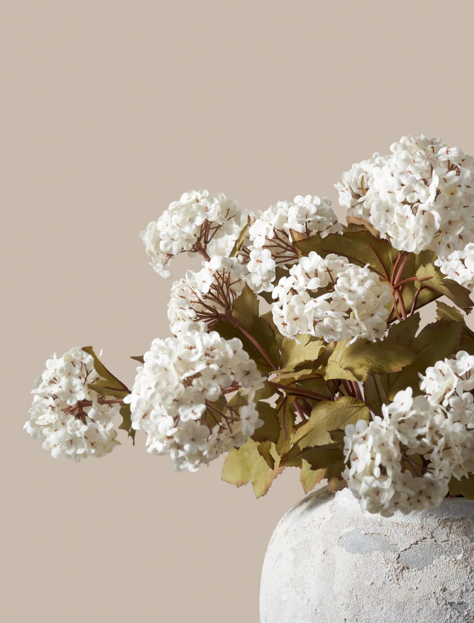 Lifelike White Viburnum Faux Flower Arrangement, 7 Stems Artificial Flowers for Living Room, Spring Decor, No Watering Needed Vase Not Included