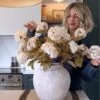 Lifelike White Viburnum Faux Flower Arrangement, 7 Stems Artificial Flowers for Living Room, Spring Decor, No Watering Needed Vase Not Included