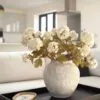 Lifelike White Viburnum Faux Flower Arrangement, 7 Stems Artificial Flowers for Living Room, Spring Decor, No Watering Needed Vase Not Included