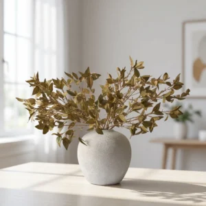 Lifelike Green Faux Leaf Spray Stems, 9 Artificial Silk Floral for Living Room, Minimalist Decor, No Watering Needed Vase Not Included