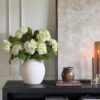 Realistic Cream Green Hydrangea Faux Floral Stems, 36 Inch Artificial Silk Flowers for Living Room, Spring Decor, No Watering Needed with Vase