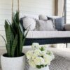 UV Treated Outdoor Faux Sansevieria Snake Plant, 35 Inch Artificial Potted for Indoor, Covered Outdoor Use, No Watering Needed, Maintenance Free