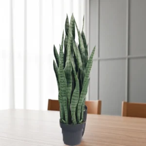 UV Treated Outdoor Faux Sansevieria Snake Plant, 35 Inch Artificial Potted for Indoor, Covered Outdoor Use, No Watering Needed, Maintenance Free