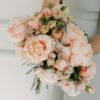 Real Touch Blush Peony Faux Flower Arrangement, 12 Inch Silk Floral for Living Room, Spring Decor, No Watering Needed
