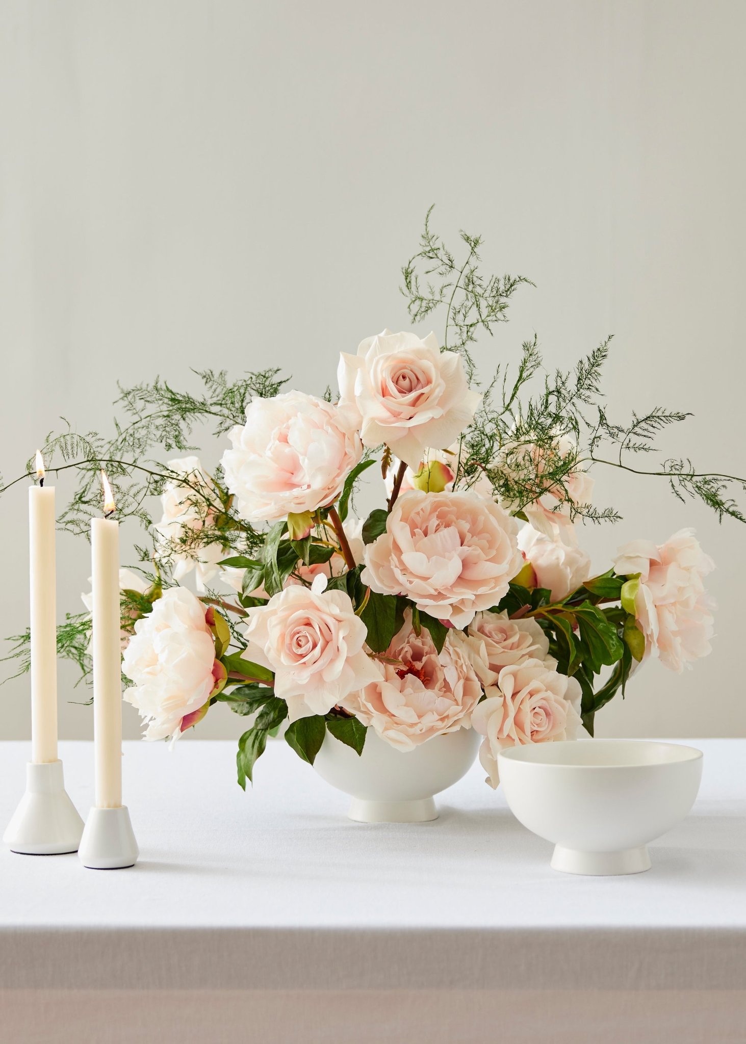 Real Touch Blush Peony Faux Flower Arrangement, 12 Inch Silk Floral for Living Room, Spring Decor, No Watering Needed
