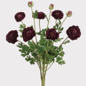 Lifelike Purple Ranunculus Faux Flower Arrangement, 19 Inch Artificial Flowers for Fall Decor, Luxury Home Accent, No Watering Needed