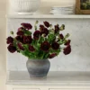 Lifelike Purple Ranunculus Faux Flower Arrangement, 19 Inch Artificial Flowers for Fall Decor, Luxury Home Accent, No Watering Needed