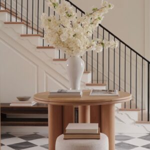 Lifelike Cherry Blossom Faux Floral Stems, 44" Cream White Artificial Flowers for Spring Decor, No Watering Needed