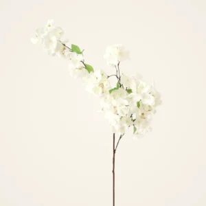 Lifelike Cherry Blossom Faux Floral Stems, 44" Cream White Artificial Flowers for Spring Decor, No Watering Needed