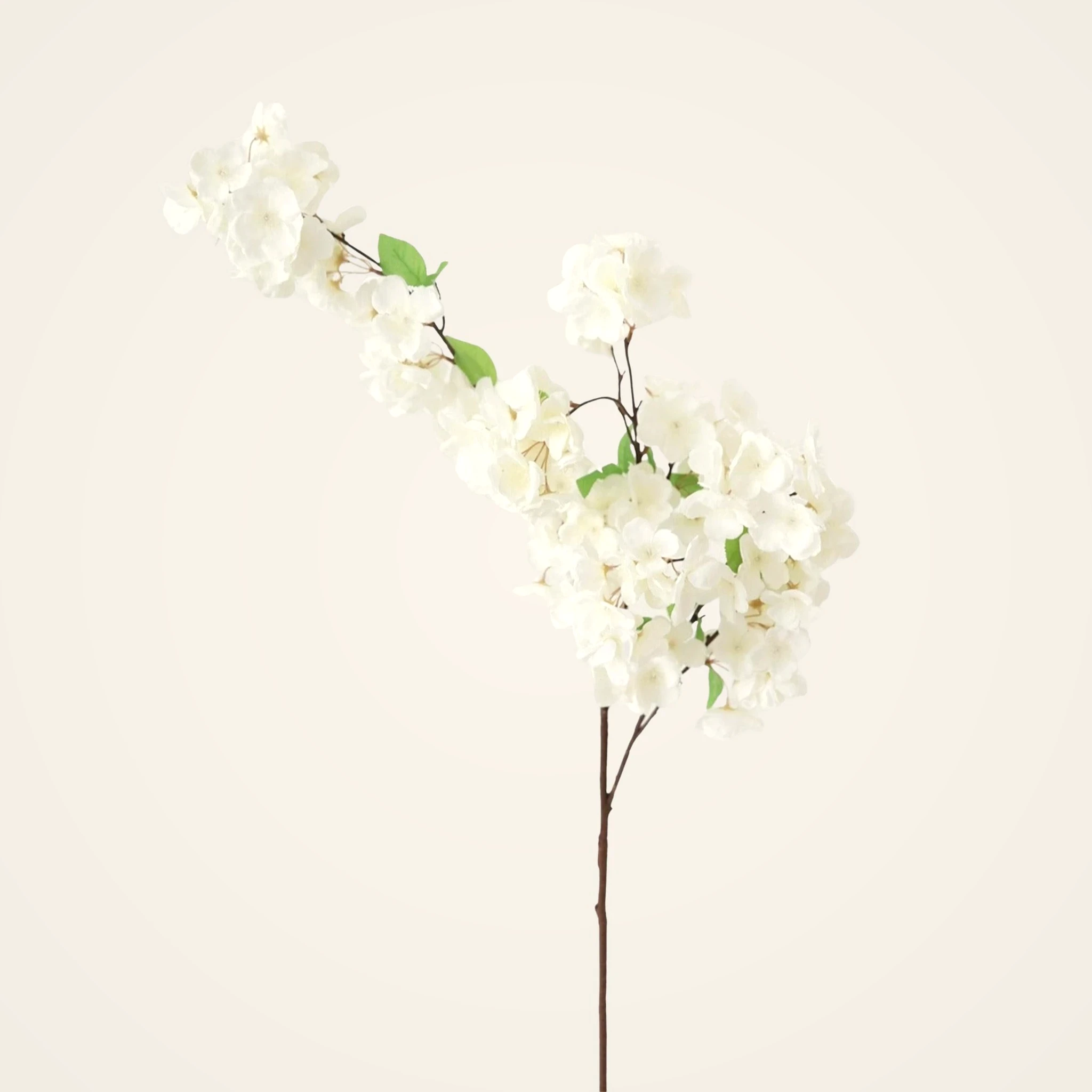 Lifelike Cherry Blossom Faux Floral Stems, 44" Cream White Artificial Flowers for Spring Decor, No Watering Needed