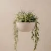 Real Touch Green & Purple Faux Flower Arrangement, Outdoor Hanging Basket 18 Inch for Patio Decor, UV Resistant No Watering Needed with Vase