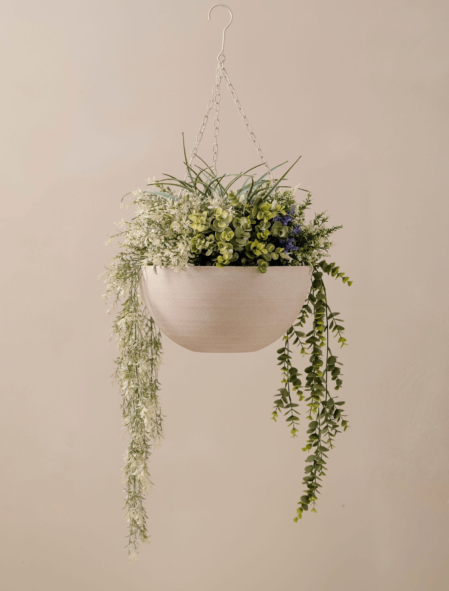 Outdoor Hanging Floral Basket - Green & Purple