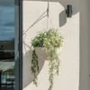 Real Touch Green & Purple Faux Flower Arrangement, Outdoor Hanging Basket 18 Inch for Patio Decor, UV Resistant No Watering Needed with Vase