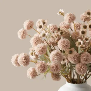 Cream Faux Flower Arrangement, 24 Inch Silk Flowers for Living Room, Spring Decor, No Watering Needed Vase Not Included
