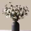 Lifelike Eucalyptus Faux Flower Arrangement, White & Green, 24 Inch Silk Floral Centerpiece for Wedding Decor, No Watering Needed Vase Not Included