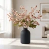 Lifelike Pink Wax Flower Faux Floral Stems, 10 Artificial Flowers for Living Room Spring Decor, No Watering Needed Vase Not Included