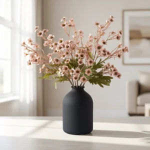 Lifelike Pink Wax Flower Faux Floral Stems, 10 Artificial Flowers for Living Room Spring Decor, No Watering Needed Vase Not Included