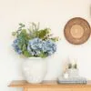 Lifelike Eucalyptus & Blue Hydrangea Faux Flower Arrangement, 28 Inch Silk Floral Centerpiece for Dining Table, Modern Home Decor, No Watering Needed
