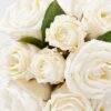 Premium Faux Rose Bouquet in Cream, 12 Inch Silk Floral Centerpiece for Wedding, Elegant Home Decor, No Watering Needed with Vase