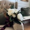 Premium Faux Rose Bouquet in Cream, 12 Inch Silk Floral Centerpiece for Wedding, Elegant Home Decor, No Watering Needed with Vase