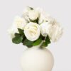 Premium Faux Rose Bouquet in Cream, 12 Inch Silk Floral Centerpiece for Wedding, Elegant Home Decor, No Watering Needed with Vase