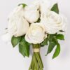Premium Faux Rose Bouquet in Cream, 12 Inch Silk Floral Centerpiece for Wedding, Elegant Home Decor, No Watering Needed with Vase
