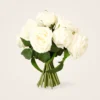 Premium Faux Rose Bouquet in Cream, 12 Inch Silk Floral Centerpiece for Wedding, Elegant Home Decor, No Watering Needed with Vase