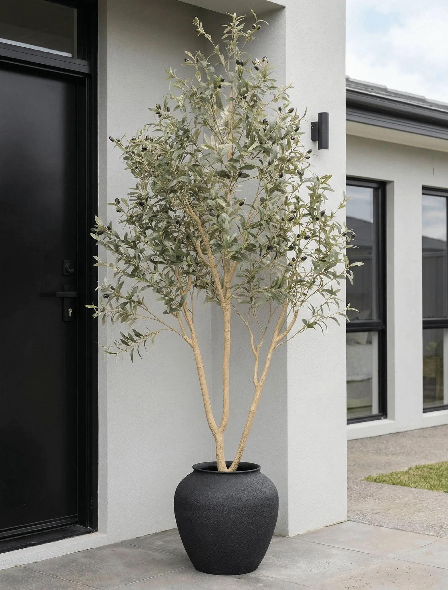 Lifelike Black Olive Tree Artificial Plant, 79 Inch Faux Greenery for Indoor or Outdoor, UV Resistant, Maintenance Free