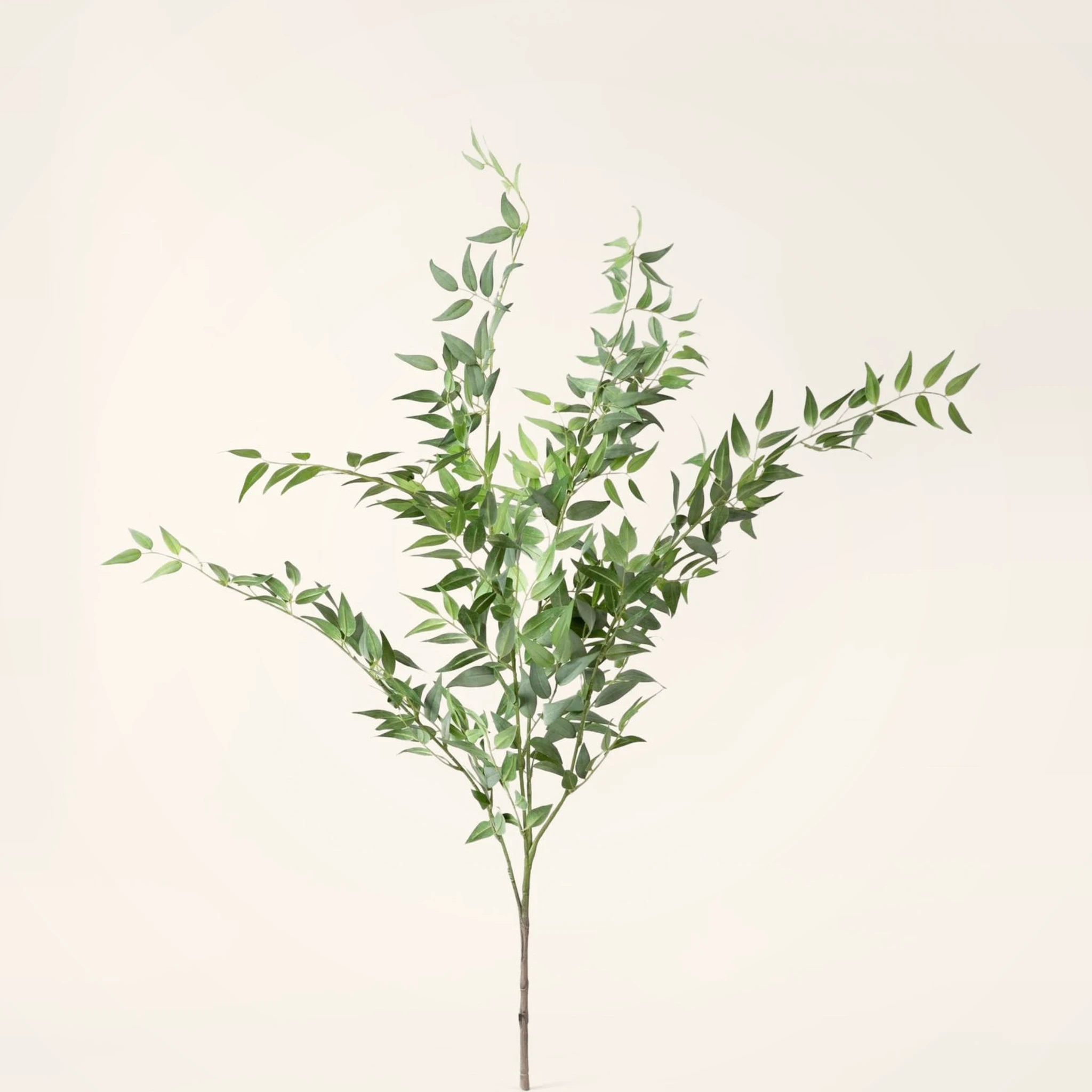 Lifelike Green Grey Ruscus Faux Floral Stems, 46" Artificial Silk Spray for Entryway, Modern Fall Decor, Maintenance Free with Vase