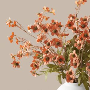 Lifelike Umber Faux Wax Flower Stems, 10 Artificial Flowers for Living Room Fall Decor, No Watering Needed