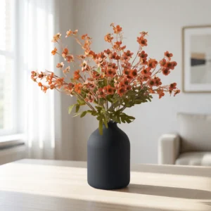 Lifelike Umber Faux Wax Flower Stems, 10 Artificial Flowers for Living Room Fall Decor, No Watering Needed