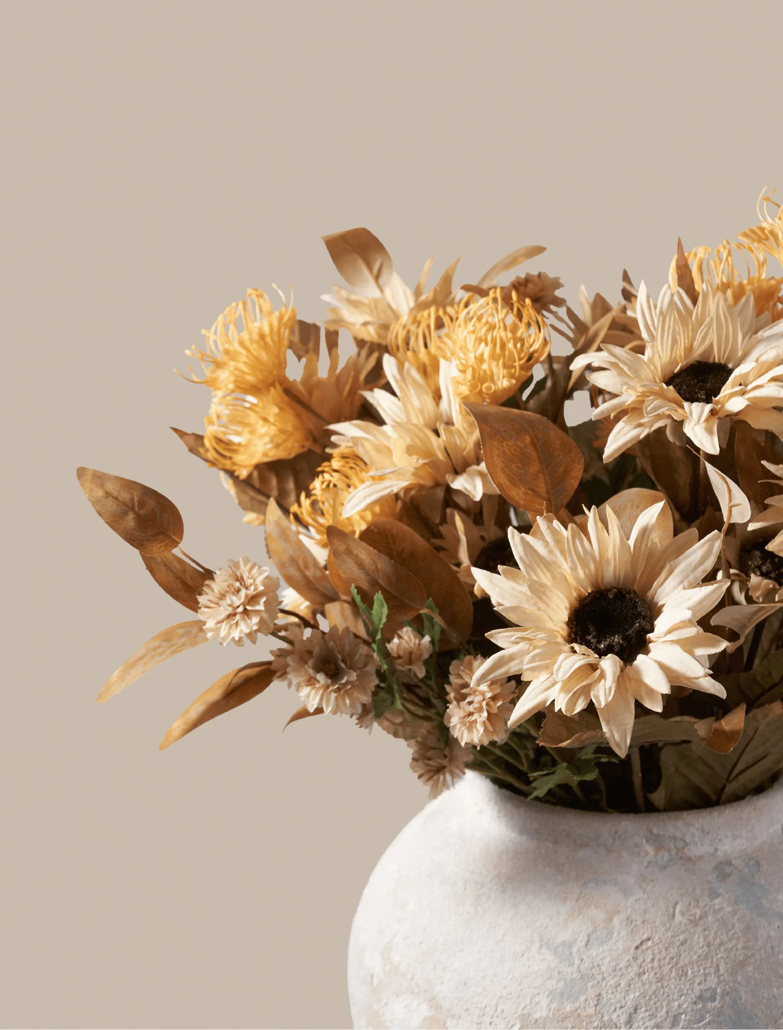 Real Touch Sunflower Faux Flower Arrangement, 22 Inch Artificial Floral Centerpiece for Fall Decor, No Watering Needed Vase Not Included