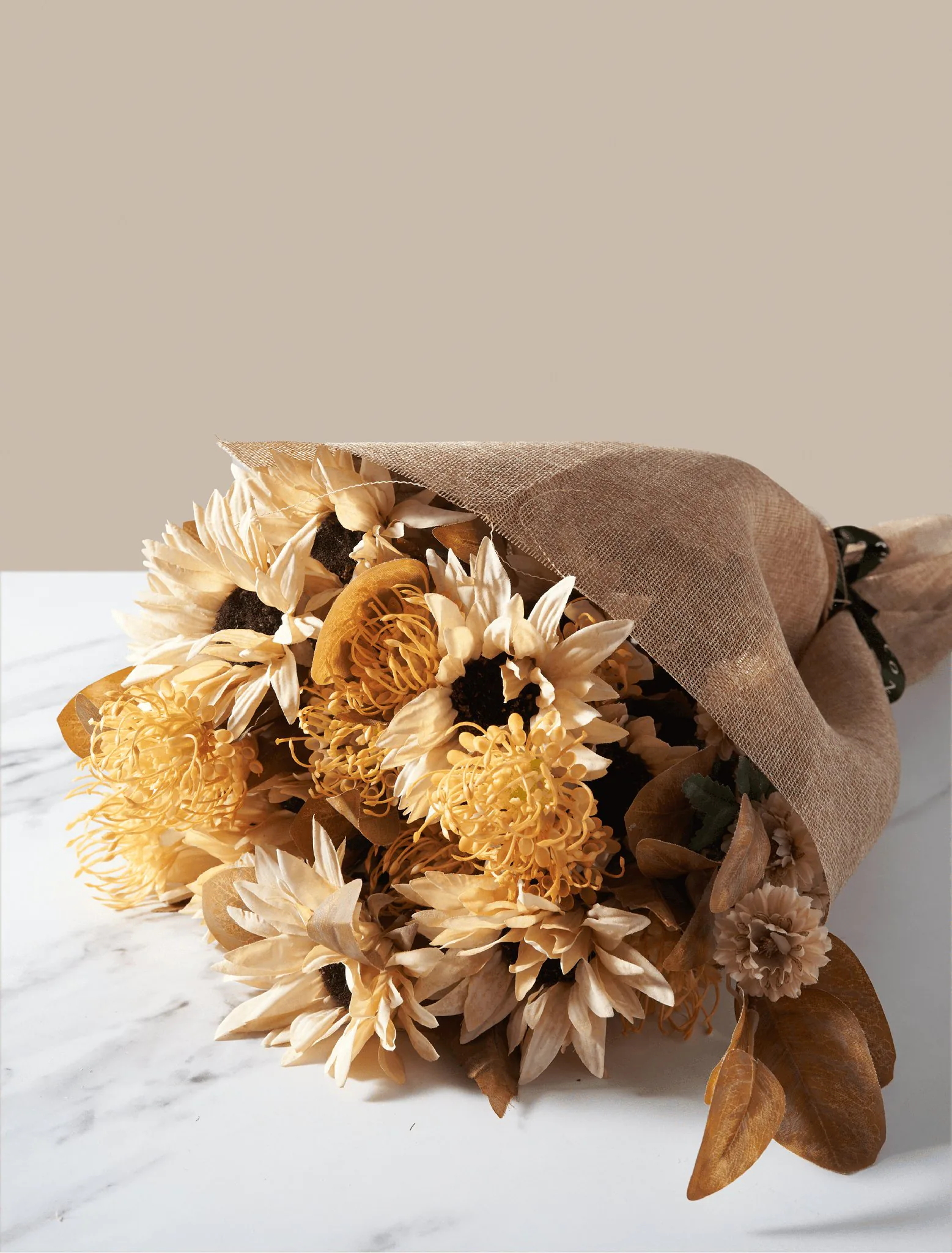 Real Touch Sunflower Faux Flower Arrangement, 22 Inch Artificial Floral Centerpiece for Fall Decor, No Watering Needed Vase Not Included