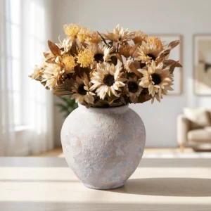 Real Touch Sunflower Faux Flower Arrangement, 22 Inch Artificial Floral Centerpiece for Fall Decor, No Watering Needed Vase Not Included