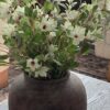 Lifelike Cream Petunia Faux Flower Arrangement, 30 Inch Silk Floral Centerpiece for Living Room, Spring Decor, No Watering Needed with Vase