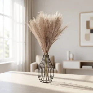 Lifelike Rose Faux Pampas Grass, 5 Stems Artificial Floral for Living Room, Fall Decor, Farmhouse Style, No Watering Needed Vase Not Included