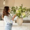 Lifelike White Poppy & Peony Faux Flower Arrangement, 21 Stems Artificial Silk Floral for Living Room Elegant Fall Decor, No Watering Needed Vase Not