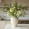 Lifelike White Poppy & Peony Faux Flower Arrangement, 21 Stems Artificial Silk Floral for Living Room Elegant Fall Decor, No Watering Needed Vase Not